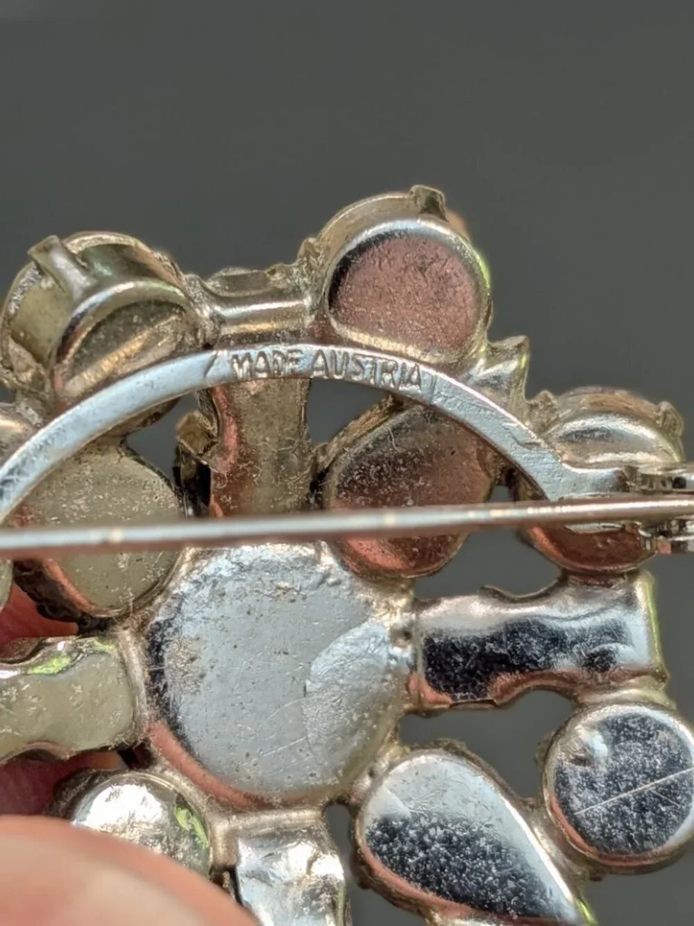 Vintage Made Austria Rhinestone Brooch Clear Crystal Starburst Pin